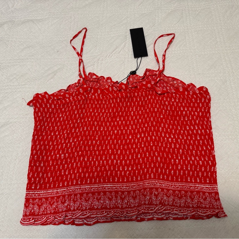 NWT Gianni Bini, Red & White, Textured Patterned Crop Top - Size XL